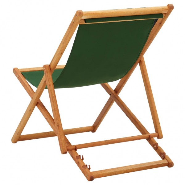 Silla de playa plegable madera de eucalipto y tela verde M 4