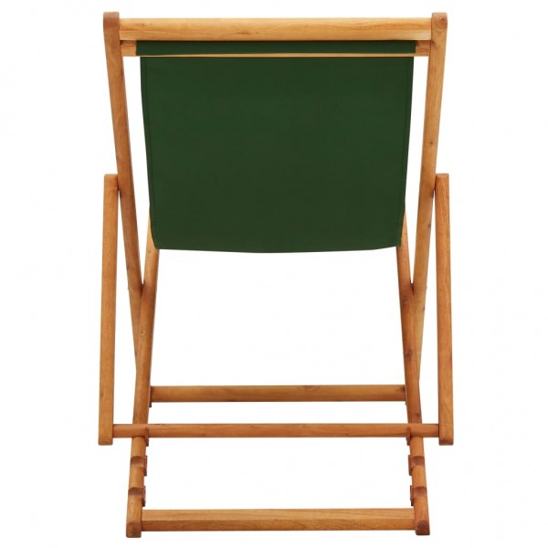 Silla de playa plegable madera de eucalipto y tela verde M 5