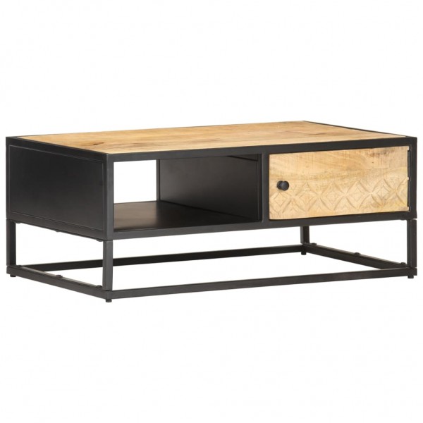 Mueble de TV puerta tallada madera de mango rugosa 90x55x36 cm D