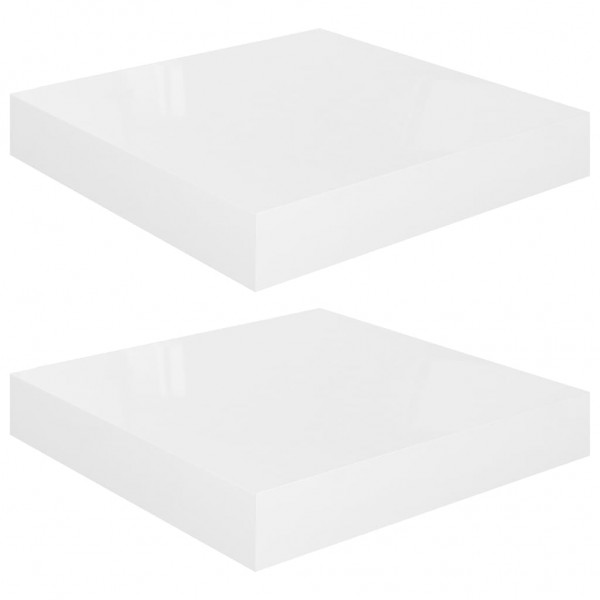 Prateleiras de parede suspensas 2 pcs 23x23.5x3.8cm MDF branco M 2