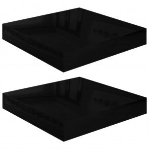 Prateleiras de parede suspensas 2 pcs 23x23.5x3.8cm MDF preto H