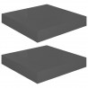 Estante flotante de pared 2 uds MDF gris brillo 23x23.5x3.8 cm 2