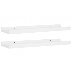 Repisa para marcos de fotos 2 uds MDF blanco 40x9x3 cm H