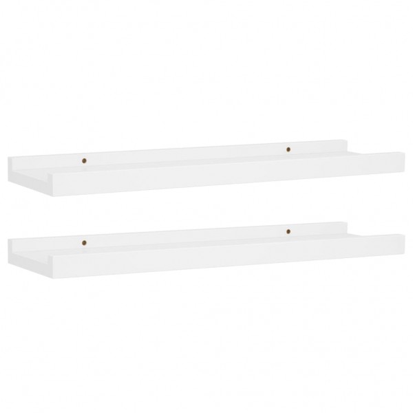 Repisa para marcos de fotos 2 uds MDF blanco 40x9x3 cm M 2