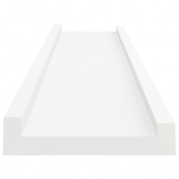 Unidade de prateleiras com rebordo 2 pcs 60x9x3 cm MDF branco M 5
