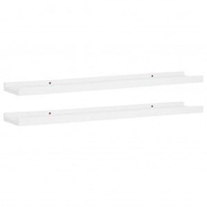 Repisa para marcos de fotos 2 uds MDF blanco 80x9x3 cm H