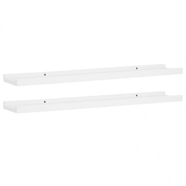 Unidade de prateleiras com rebordo 2 pcs 80x9x3 cm MDF branco M 2