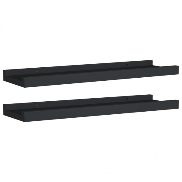 Unidade de prateleiras com rebordo 2 pcs 40x9x3 cm MDF preto M 2