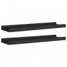 Unidade de prateleiras com rebordo 2 pcs 40x9x3 cm MDF preto 2