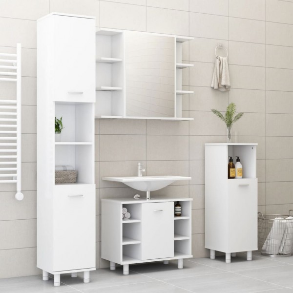 Armario de baño madera contrachapada blanco 30x30x95 cm M 4