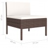 Set muebles de jardín 6 piezas y cojines ratán sintético marrón 5
