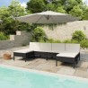 Set muebles de jardín 6 piezas y cojines ratán sintético negro 1