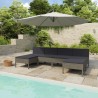 6 pcs conjunto lounge de jardim c/ almofadões vime PE cinzento 1