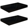 Estante flotante de pared 2 uds MDF negro brillo 40x23x3.8 cm 2