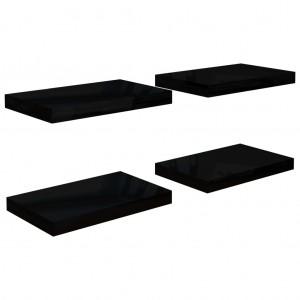 Estante flotante de pared 4 uds MDF negro brillo 40x23x3.8 cm H