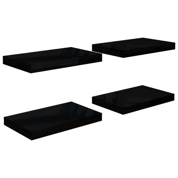 Prateleiras de parede suspensas 4 pcs 40x23x3.8cm MDF preto M 2
