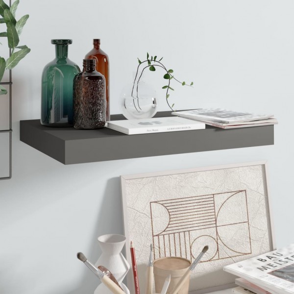 Estante flotante de pared gris con brillo MDF 40x23x3.8 cm D