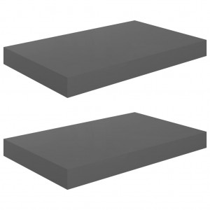 Prateleiras de parede suspensas 2 pcs 40x23x3.8cm MDF cinza H