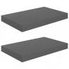 Prateleiras de parede suspensas 2 pcs 40x23x3.8cm MDF cinza 2