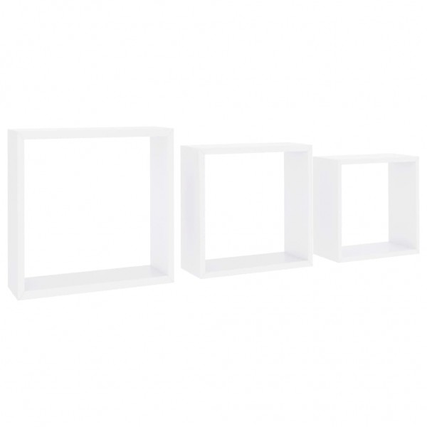 Estantes cubo de pared 3 unidades MDF blanco M 2
