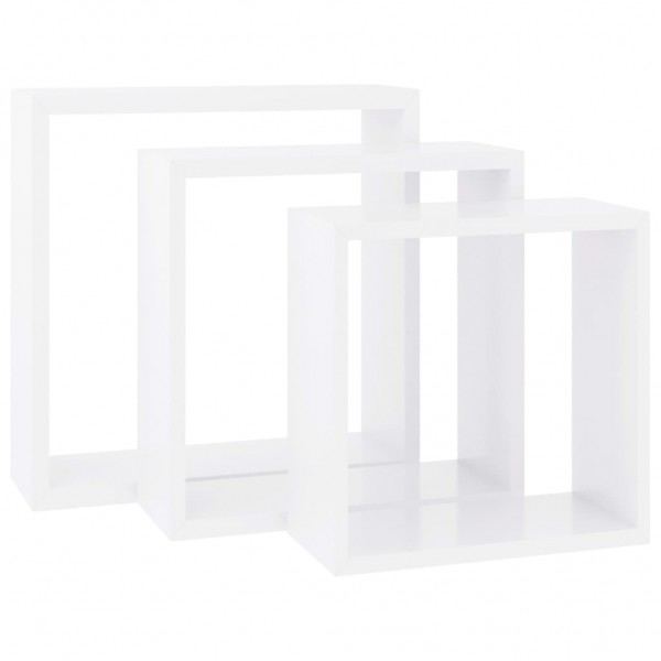 Prateleiras de parede em forma de cubo 3 pcs MDF branco M 3