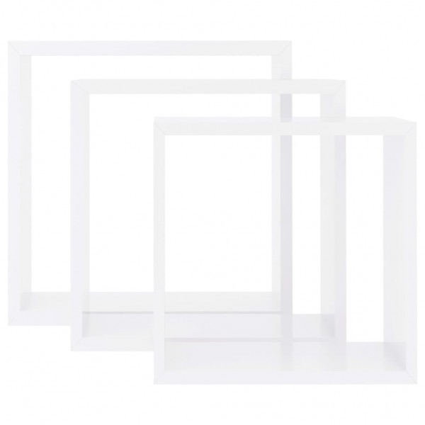 Estantes cubo de pared 3 unidades MDF blanco M 4