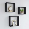 Prateleiras de parede em forma de cubo 3 pcs MDF preto 1
