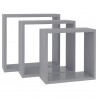 Estantes cubo de pared 3 unidades MDF gris 3