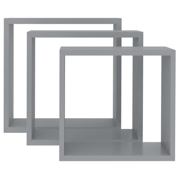 Estantes cubo de pared 3 unidades MDF gris M 4
