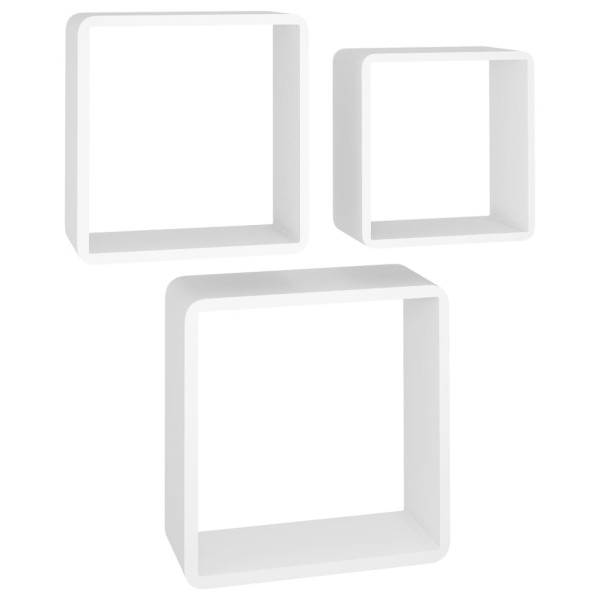 Estantes cubo de pared 3 unidades MDF blanco M 2