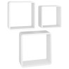 Prateleiras de parede em forma de cubo 3 pcs MDF branco 2