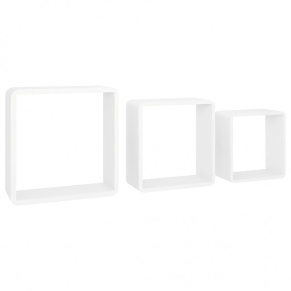 Estantes cubo de pared 3 unidades MDF blanco M 3