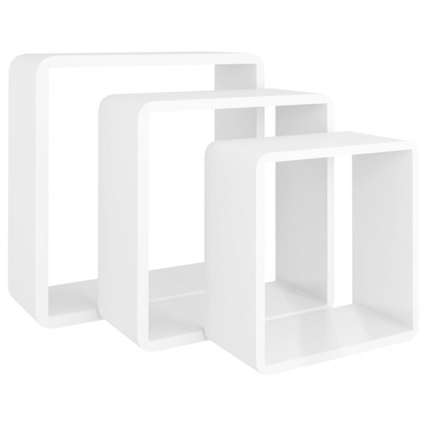 Prateleiras de parede em forma de cubo 3 pcs MDF branco M 4