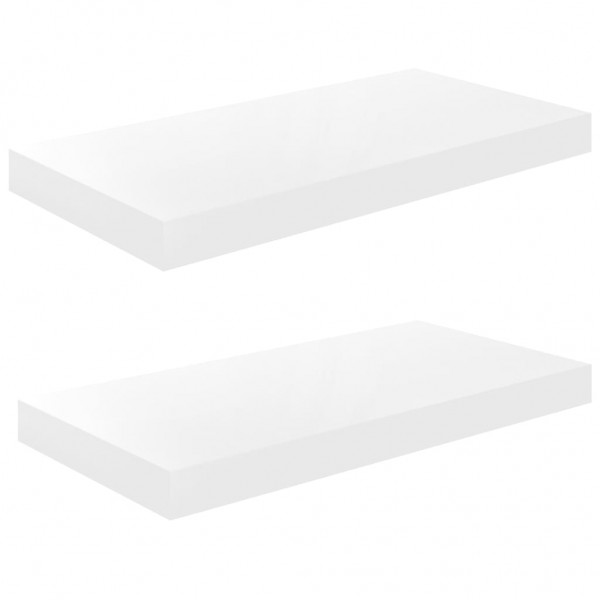 Prateleiras de parede suspensas 2 pcs 50x23x3.8cm MDF branco M 2