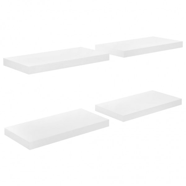 Prateleiras de parede suspensas 4 pcs 50x23x3.8cm MDF branco M 2