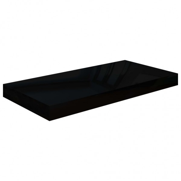 Estante flotante de pared negro brillante MDF 50x23x3.8 cm M 2