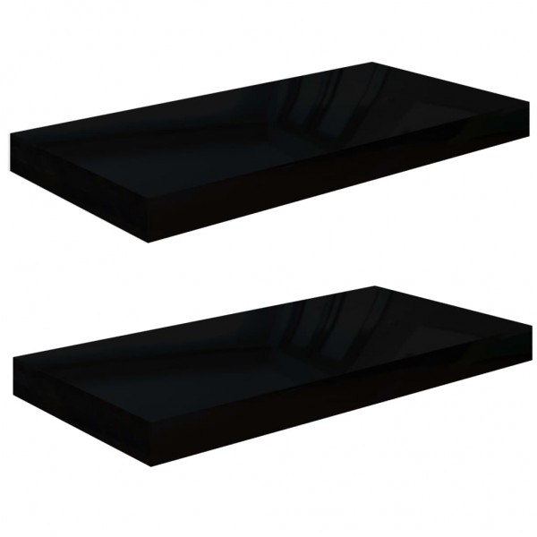 Prateleiras de parede suspensas 2 pcs 50x23x3.8cm MDF preto M 2