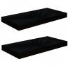 Estante flotante de pared 2 uds MDF negro brillo 50x23x3.8 cm 2
