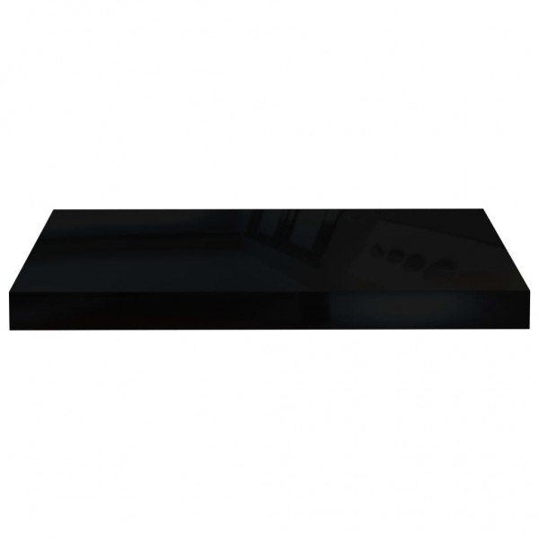 Estante flotante de pared 2 uds MDF negro brillo 50x23x3.8 cm M 5