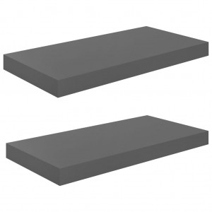 Estantes flotantes de pared 2 uds MDF gris brillo 50x23x3.8 cm H