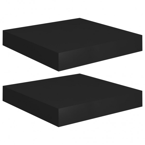 Prateleiras de parede suspensas 2 pcs 23x23.5x3.8cm MDF preto M 2