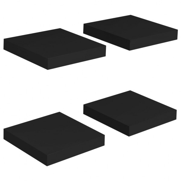 Estantes flotantes de pared 4 uds MDF negro 23x23.5x3.8 cm M 2