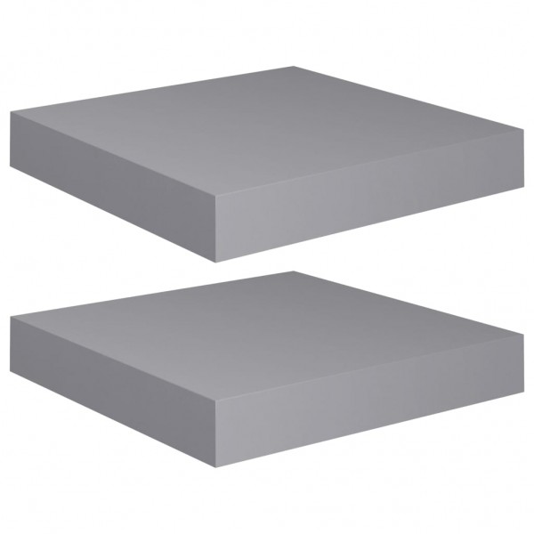 Estantes flotantes de pared 2 uds MDF gris 23x23.5x3.8 cm M 2