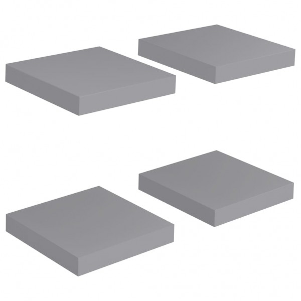 Estantes flotantes de pared 4 uds MDF gris 23x23.5x3.8 cm M 2
