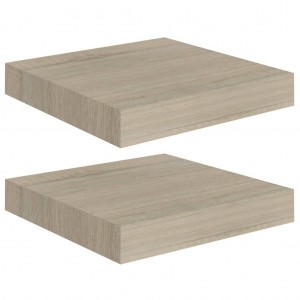 Prateleiras de parede suspensas 2pcs 23x23.5x3.8cm MDF carvalho H