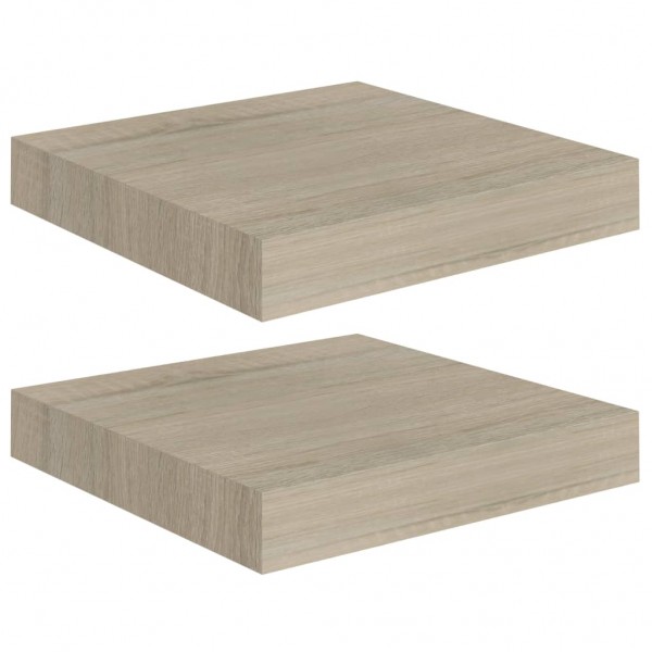 Prateleiras de parede suspensas 2pcs 23x23.5x3.8cm MDF carvalho M 2