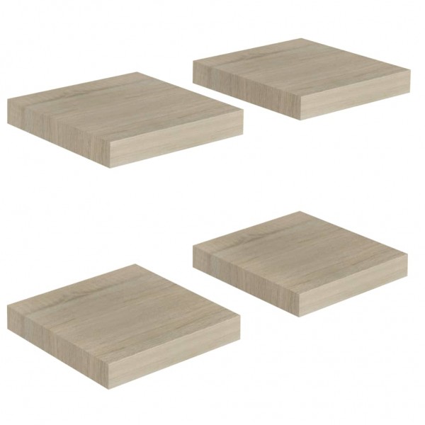 Estantes flotantes de pared 4 uds MDF roble 23x23.5x3.8 cm M 2