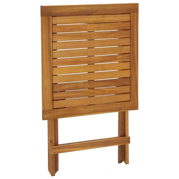 Mesa y sillas bistró plegables 3 pzas y cojines madera maciza M 5