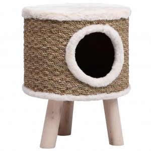 Casa para gatos con patas de madera 41 cm hierba marina H