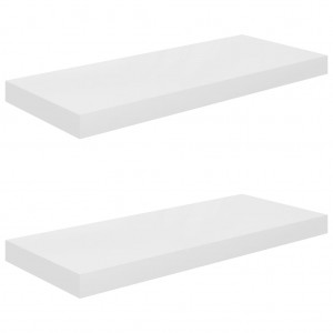 Estante flotante de pared 2 uds MDF blanco brillo 60x23.5x3.8cm H